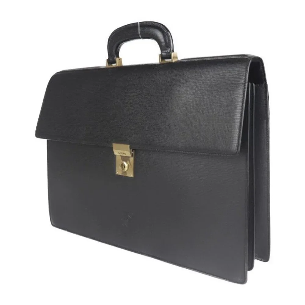 Loewe Briefcase Business Bag 13-50.70.002-1579 Leather Black Gold Hardware